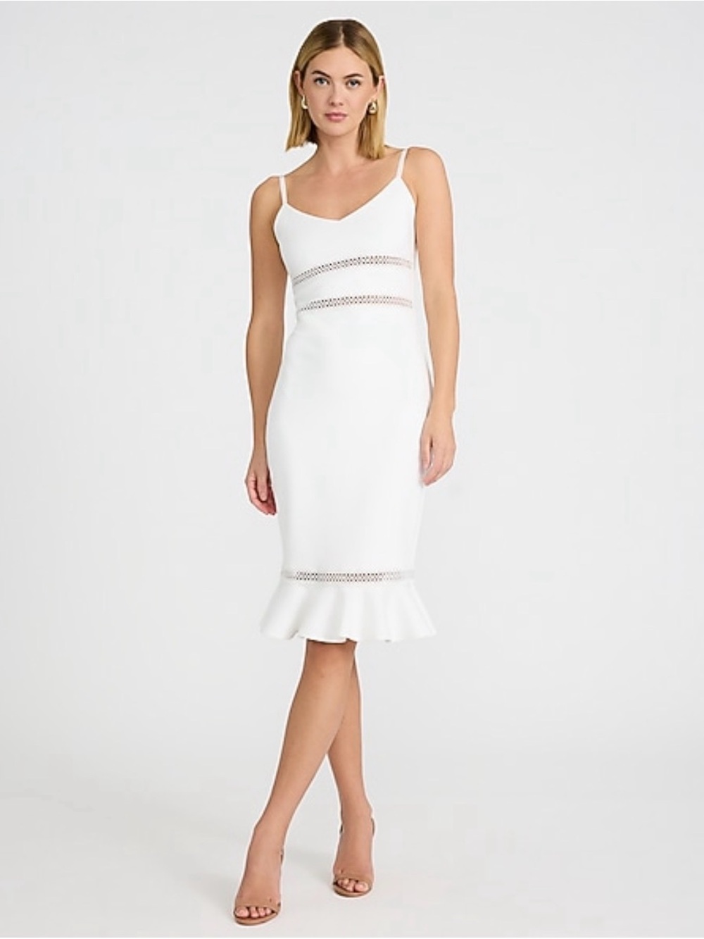BRAND NEW NWT- Bebe Lace Neck MIDI Dress